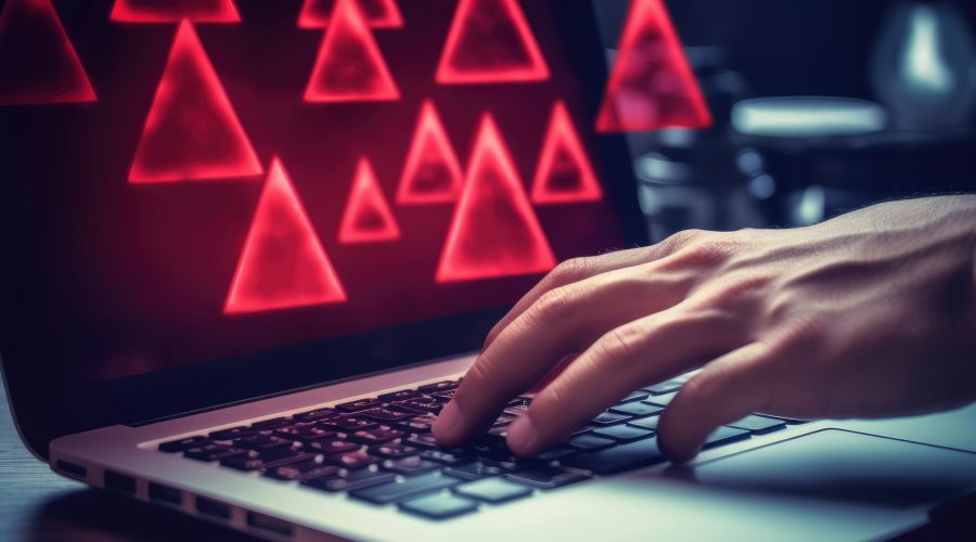 The user reflects a hacker attack on his computer The user uses the computer to repel a hacker attack and data breach.